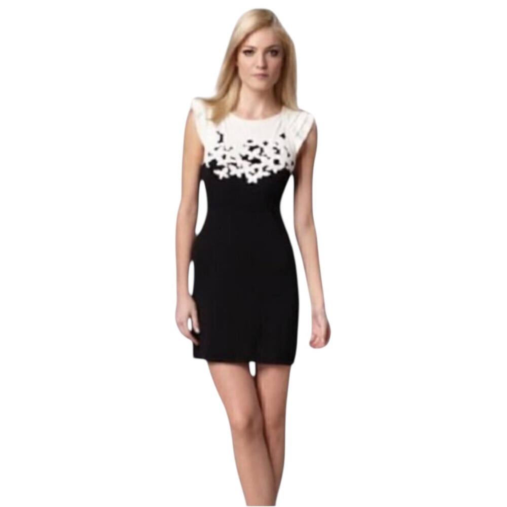 Lilly Pulitzer Kariana Black White Butterfly Knit Cap Sleeve Dress Women's M